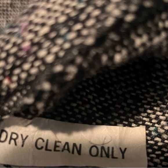 Vintage Poncho Cowl Neck Black Gray White Tweed One Size Fits Most - Picture 3 of 4